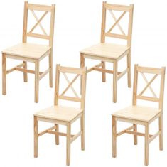 MCW Sada 4 jídelních židlí F77, křeslo kuchyňská židle židle, masivní dřevo venkovský dům ~ borovice glazovaná