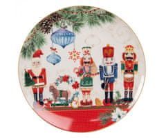 Clayre & Eef Dekorace - Dezertní porcelánový vánoční talířek s Louskáčky