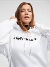 Converse Bílá dámská mikina s kapucí Converse Embroidered Wordmark XS