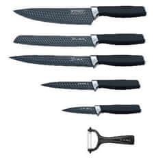 Royalty Line 5dílná sada kuchyňských nožů s nepřilnavým povrchem a se škrabkou RL-DC5A / černá/stříbrná
