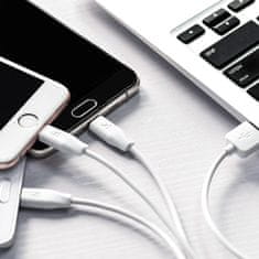 Hoco Datový kabel 3v1 USB typu C + Micro USB + iPhone Lightning 2.4A 1m HOCO X1 Rychlé nabíjení bílý