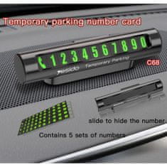 OEM Dočasné parkovací číslo / parkovací karta / karta pro kontakt Yesido C68 černé