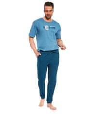 Cornette Pánské pyžamo + Ponožky Gatta Calzino Strech, světle modrá, XL