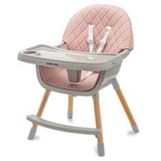 Baby Mix Jídelní židlička Freja wooden dusty pink