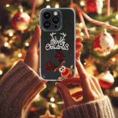 TEL PROTECT Christmas průhledné pouzdro pro iPhone 12/ iPhone 12 Pro - vzor 1 Veselé sobí Vánoce