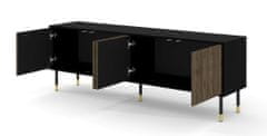 Homlando TV stolek WOODY 180 cm 4D frézovaná matná černá / ořech pacific