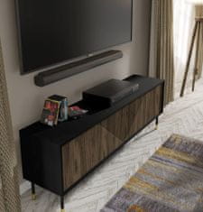 Homlando TV stolek WOODY 180 cm 4D frézovaná matná černá / ořech pacific