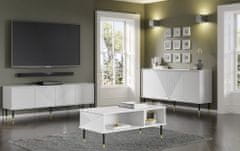 Homlando Konferenční stolek WOODY 110x55 cm frézovaná matná bílá