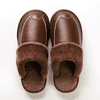 Kožené termo pantofle, Teplé pantofle s kožíškem, Teplé bačkory | NOBLEFEET Hnědá 44/45