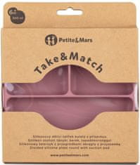 Petite&Mars Talířek silikonový dělící kulatý Take&Match Dusty Rose 6m+