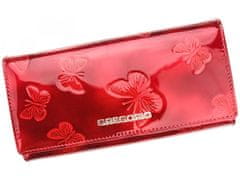 Gregorio Elegantní dámská kožená peněženka s motýlky Gregorio Marrie, červená