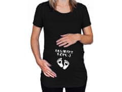 Divja Černé těhotenské tričko s nápisem Nesahat, kopu