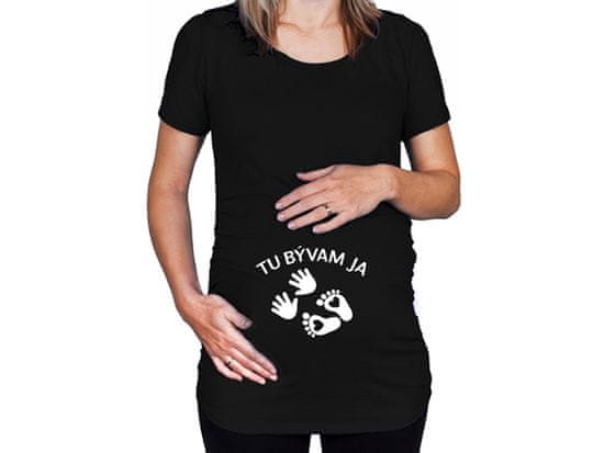 Divja Černé těhotenské tričko s nápisem Tady bydlím já SK
