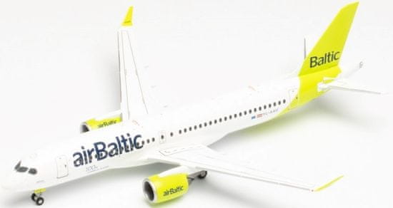 Herpa Airbus A220-300, Air Baltic, "100th Airbus A220" sticker, Lotyšsko, 1/200