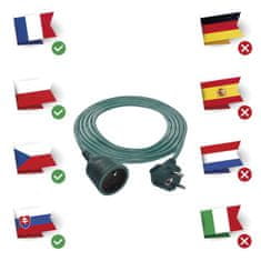 Emos Prodlužovací kabel 2 m / 1 zásuvka / zelený / PVC / 1 mm2