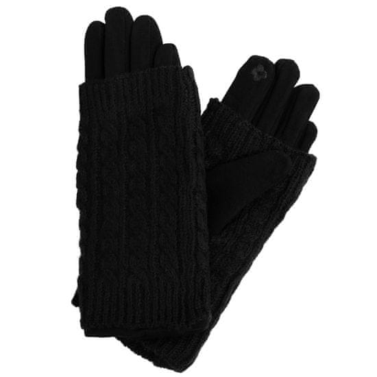 Aleszale Dámské zateplené rukavice 2 v 1 pro dotykové telefony velký cop - černá