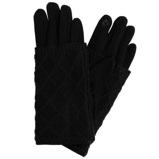Aleszale Dámské zateplené rukavice 2 v 1 pro dotykové telefony velký cop - černá
