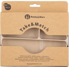 Petite&Mars Talířek silikonový dělící oválný Take&Match Desert Sand 6m+