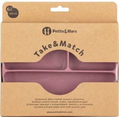 Petite&Mars Talířek silikonový dělící oválný Take&Match Dusty Rose 6m+