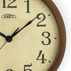 Designové nástěnné plastové hodiny PRIM Historic – II. jakost, hnědá