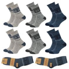 Aleszale 6x pánské vlněné teplé tlusté ponožky ALPAKA 40-43 s norským vzorem