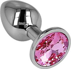 LOLO anální kolík s diamantem z nerezové oceli růžový - 2,8cm