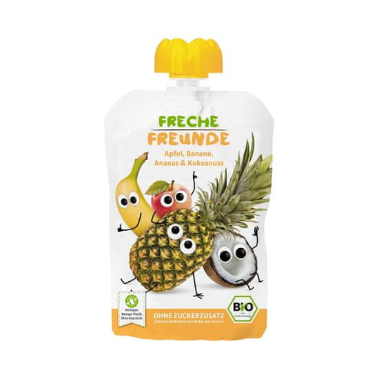 Freche Freunde BIO Ovocná kapsička Jablko, banán, ananas a kokos 100g