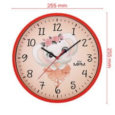 MPM QUALITY Nástěnné designové plastové hodiny MPM Slon, červená