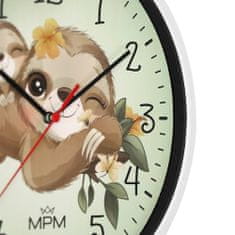 MPM QUALITY Nástěnné designové plastové hodiny MPM Lenochod, bílá