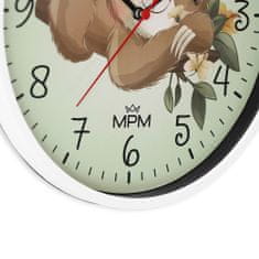 MPM QUALITY Nástěnné designové plastové hodiny MPM Lenochod, bílá