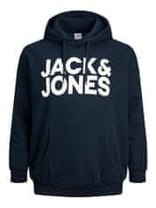 Jack&Jones Plus Pánská mikina JJECORP Regular Fit 12163777 Blue/large print (Velikost 3XL)
