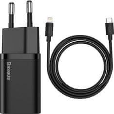 BASEUS TZCCSUP-B01 Super Si Quick Nabíječka USB-C 20W + Simple Wisdom Data Kabel USB-C to iP 1m Black (Pošk. Balení)