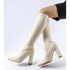 Béžové ponožkové boty s jehlovým podpatkem velikost 41