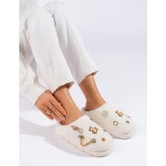Dámské bílé pantofle s ozdobami velikost 37