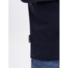 OMBRE Pánské tričko s dlouhým rukávem V-NECK bez potisku tmavě modrý MDN124081 S