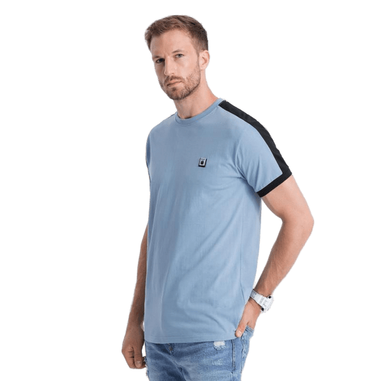 OMBRE Pánské bavlněné tričko V3 S1632 modré MDN124103