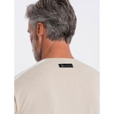 OMBRE Pánské bavlněné tričko V7 S1632 krémové MDN124105 S