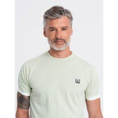 OMBRE Pánské bavlněné tričko V9 S1632 světle mátové MDN124106 S