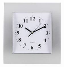 MPM QUALITY Hranaté plastové hodiny MPM E01.2499 - II.jakost, stříbrná/bílá