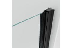 WellMall ALFA-V LINE Black 100 Čiré Sprchové dveře jednokřídlé s pevnou stěnou v rovině (65+40)
