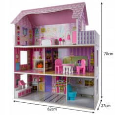 Northix Dřevěný domeček pro panenky - 3 patra - 70 cm 