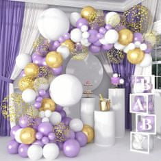 bHome Velká sada balónků na girlandu fialovo-zlatá 120 ks