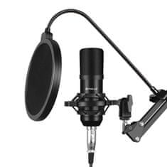 Puluz PU612B kondenzátorový mikrofon se stojanem, černý