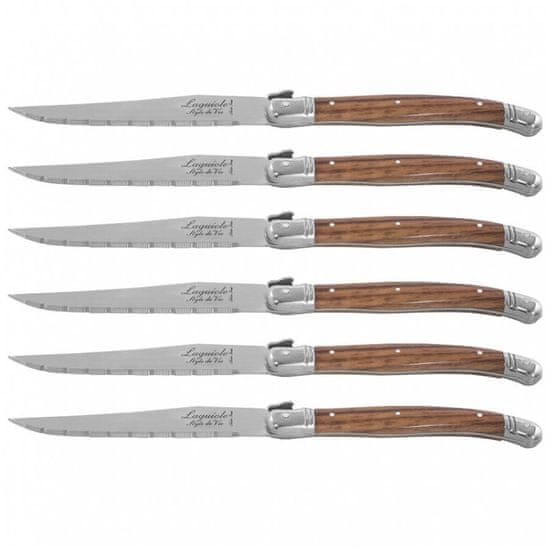 Laguiole Steakový nůž z nerezové oceli 6 kusů v dřevěném bloku