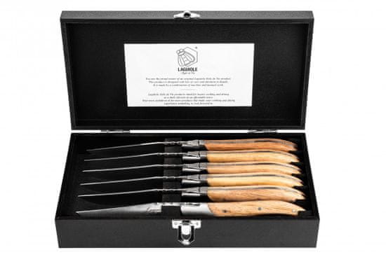 Laguiole Steakové nože Luxury Line z dubového dřeva Stonewash 6 ks.