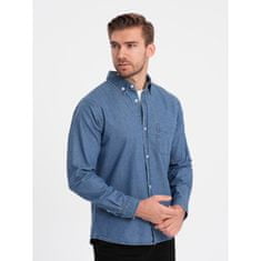 OMBRE Klasická pánská džínová košile SLIM modrá MDN124130 S