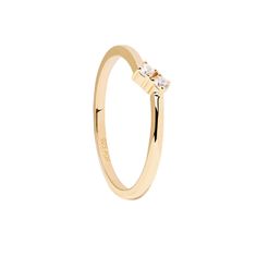 PDPAOLA Minimalistický pozlacený prsten se zirkony Couplet Essentials AN01-872 (Obvod 52 mm)