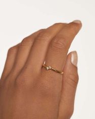 PDPAOLA Něžný pozlacený prsten se zirkonem Leaf Essentials AN01-842 (Obvod 52 mm)