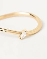 PDPAOLA Něžný pozlacený prsten se zirkonem Leaf Essentials AN01-842 (Obvod 52 mm)