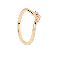 PDPAOLA Slušivý pozlacený prsten se zirkony Mini Crown Essentials AN01-826 (Obvod 56 mm)